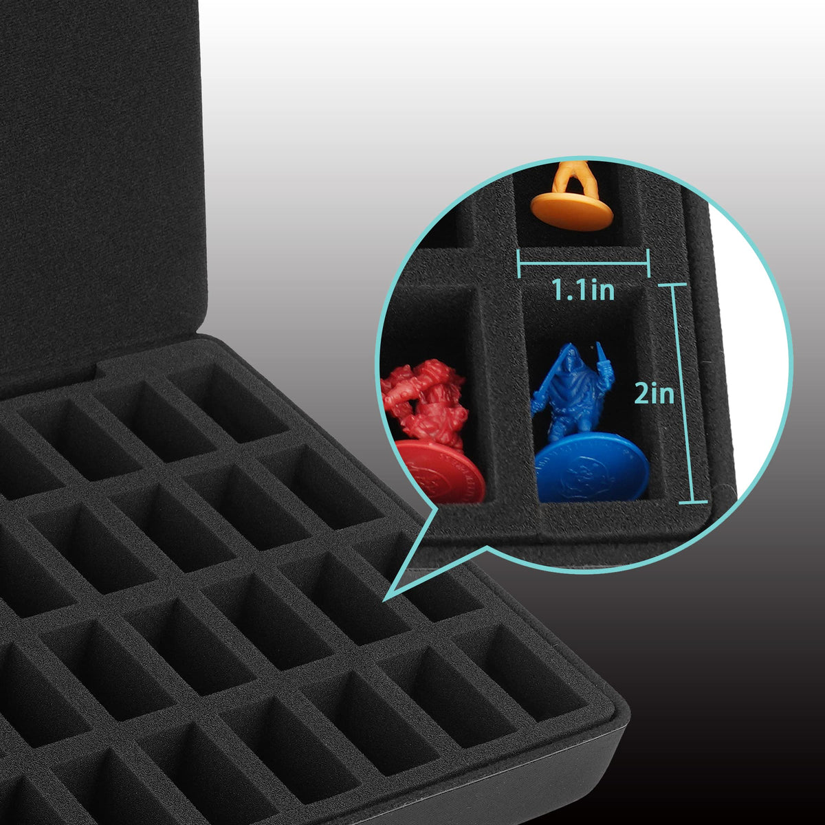 Minahao 36-slot storage layout tailored for DND and other small-based miniatures.