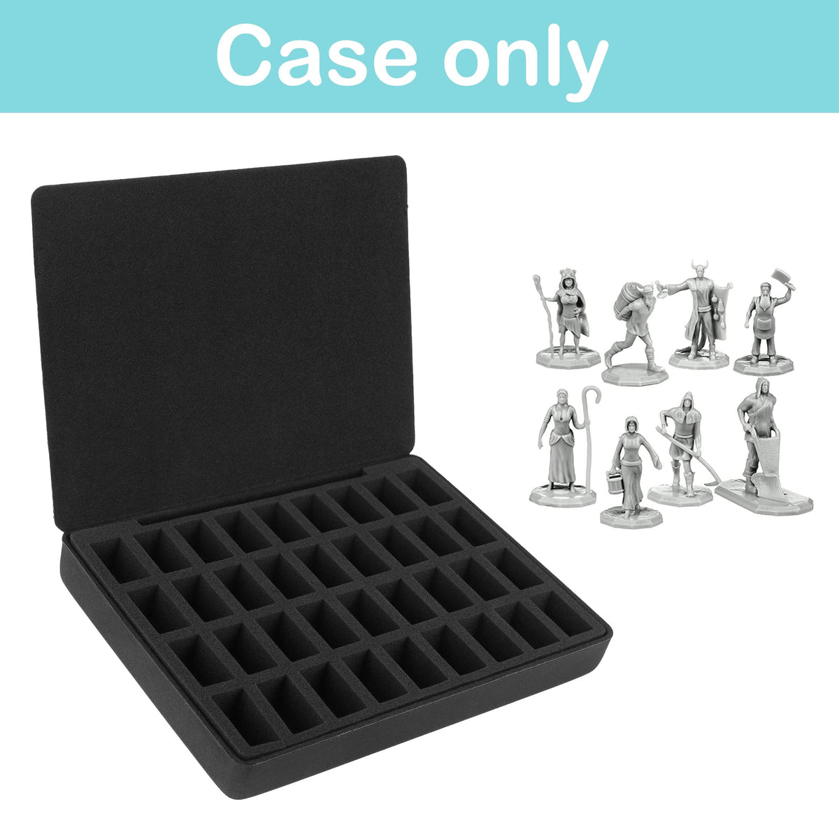 Minahao foam layer close-up highlights pre-cut slots for 25–28mm minis.