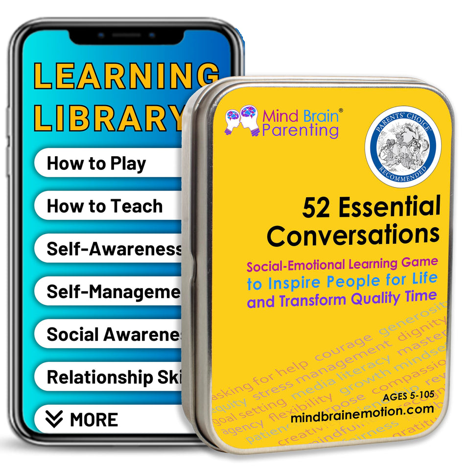 Mind Brain Emotion card deck displayed for engaging weekly family dialogue