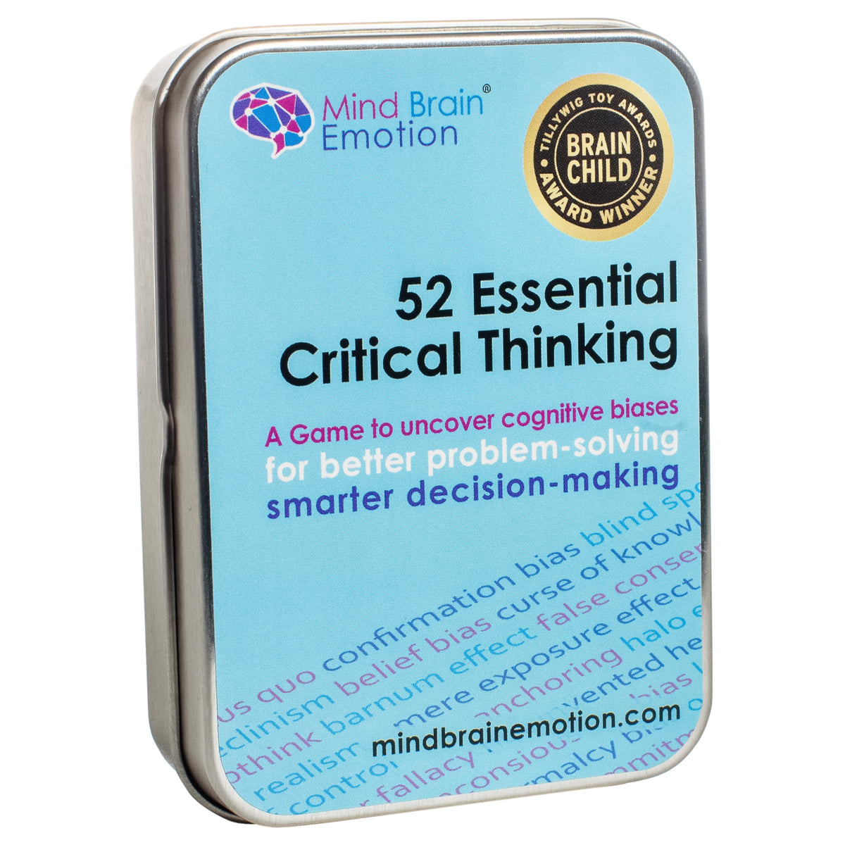 Mind Brain Emotion 52 flashcards cover for bias awareness and thinking practice.