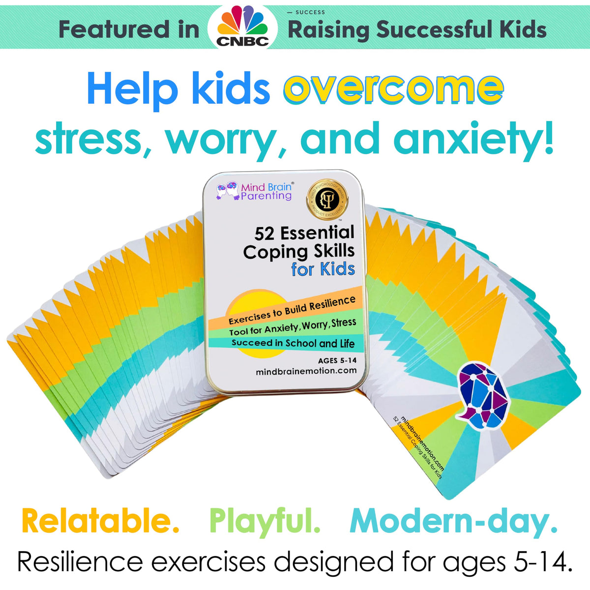 Mind Brain Emotion cards with colorful illustrations used in classroom calm activities
