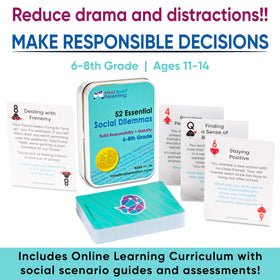 Mind Brain Emotion classroom discussion prompts card in use for teen communication and empathy.