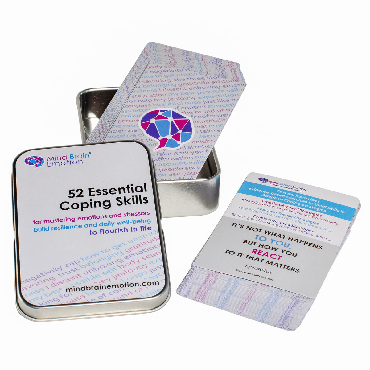 Mind Brain Emotion coping cards as a group therapy game for classrooms.