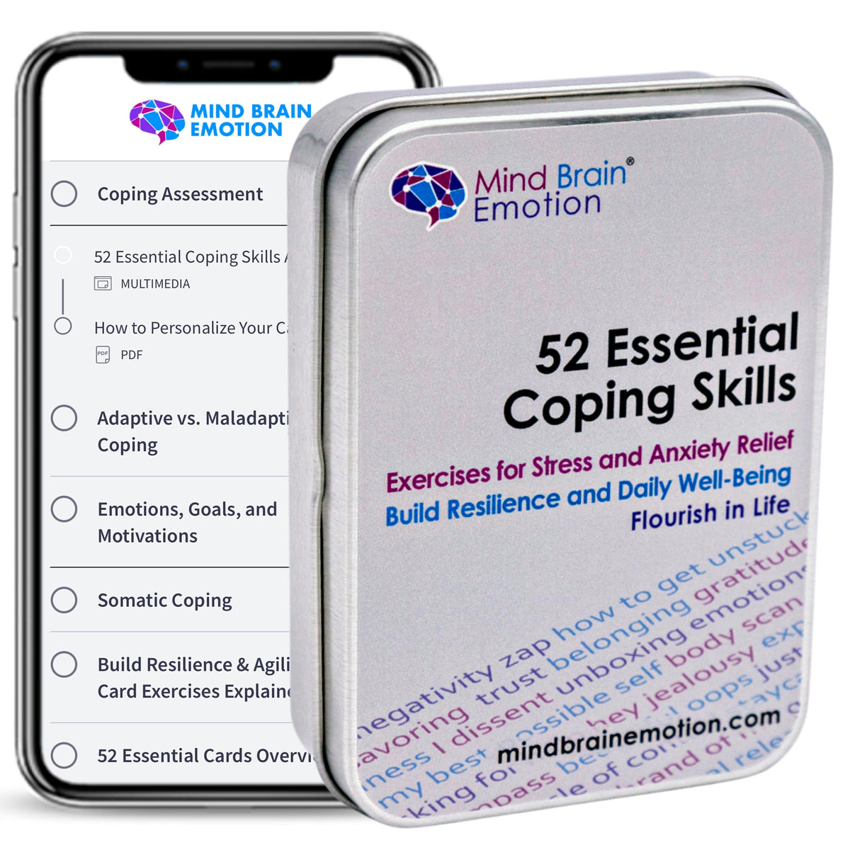 Mind Brain Emotion coping cards for teens and adults showing versatile uses in sessions.