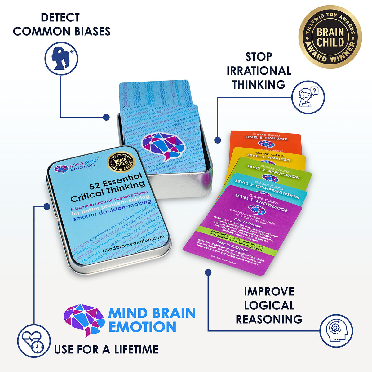 Mind Brain Emotion flashcards on table ready for collaborative learning and discussion.
