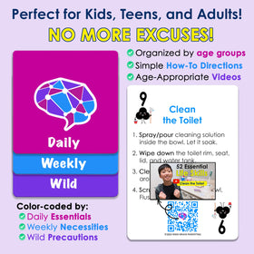 Mind Brain Emotion independence-skills cards foster time management and self-reliance.