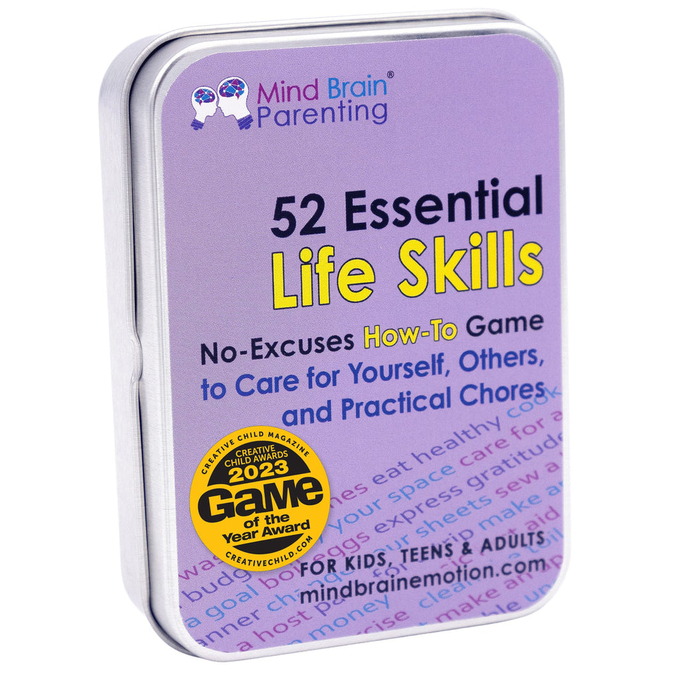 Mind Brain Emotion life-skills deck shows age-appropriate tasks for families.