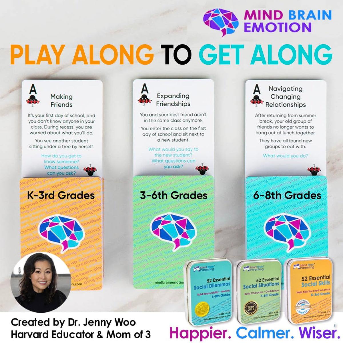 Mind Brain Emotion magnetic tin display enables quick class questions.