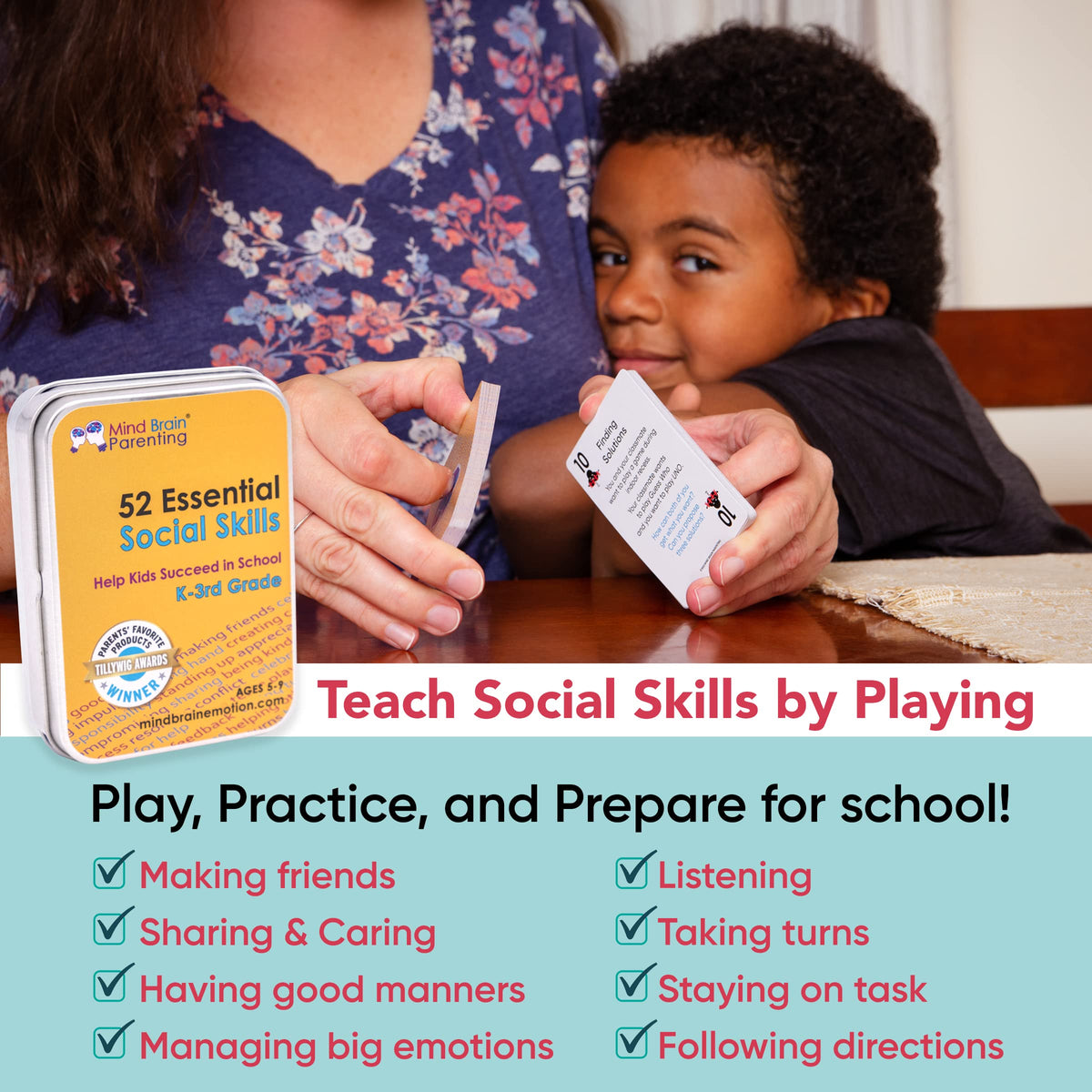Mind Brain Emotion roleplay activity cards illustrate everyday social scenarios.