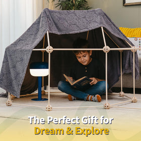 MIND KIDZ children enjoy a cozy indoor fort built with the kit.