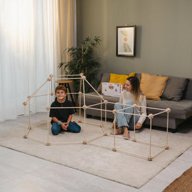 MIND KIDZ eco-friendly wooden fort kit for ages 4–8.