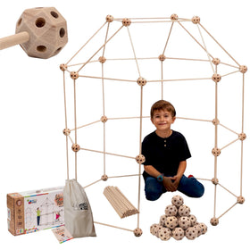 MIND KIDZ wooden fort rods for sturdy indoor builds and creative play.