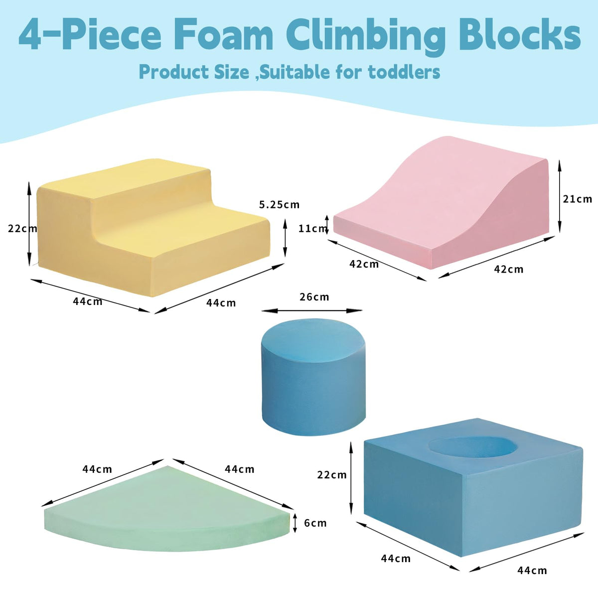 MIND&ACTION indoor climbing toys for toddlers, safe soft blocks for active movement