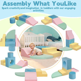 MIND&ACTION soft play blocks with crawling tunnel for safe home play