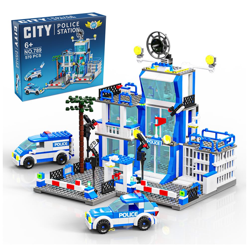 MindBox City Police Station 570pcs—vivid hub for imaginative play and storytelling.