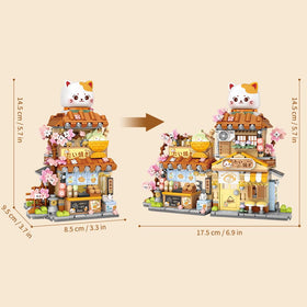 MindBox Lucky Cat Building Set mini bricks close-up for kids' creativity.