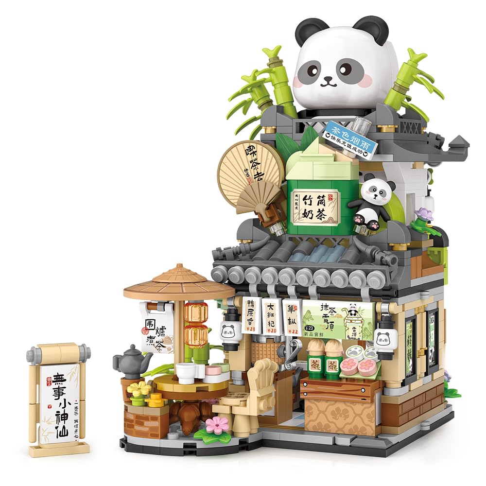 MindBox Panda Tea Shop construction encourages creative hands-on building.
