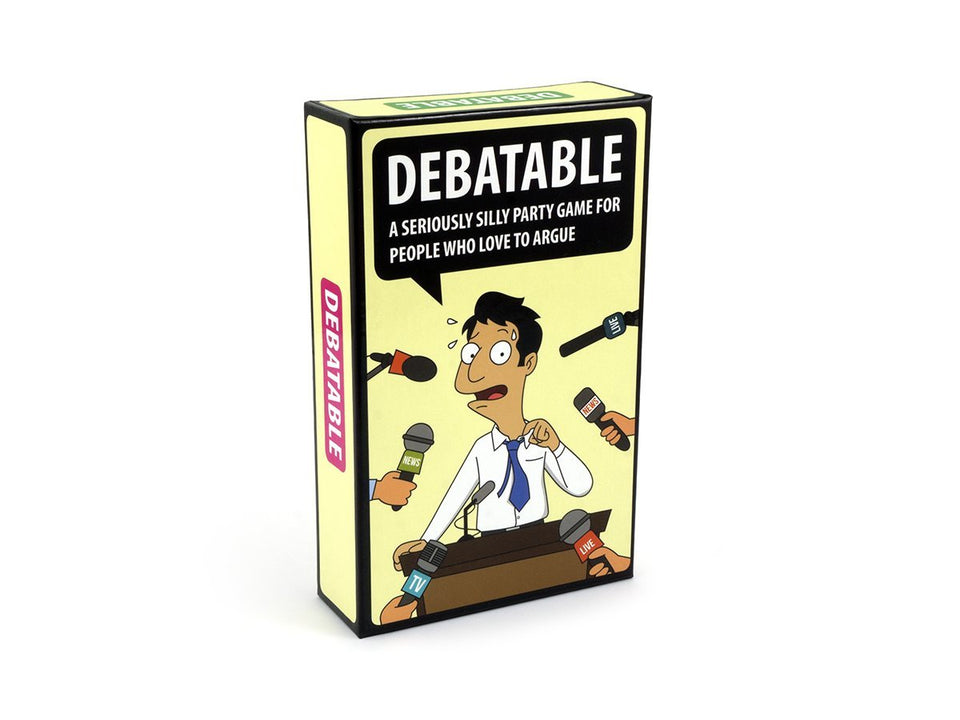 Mindmade Debatable game setup with players ready for a lively debate night.