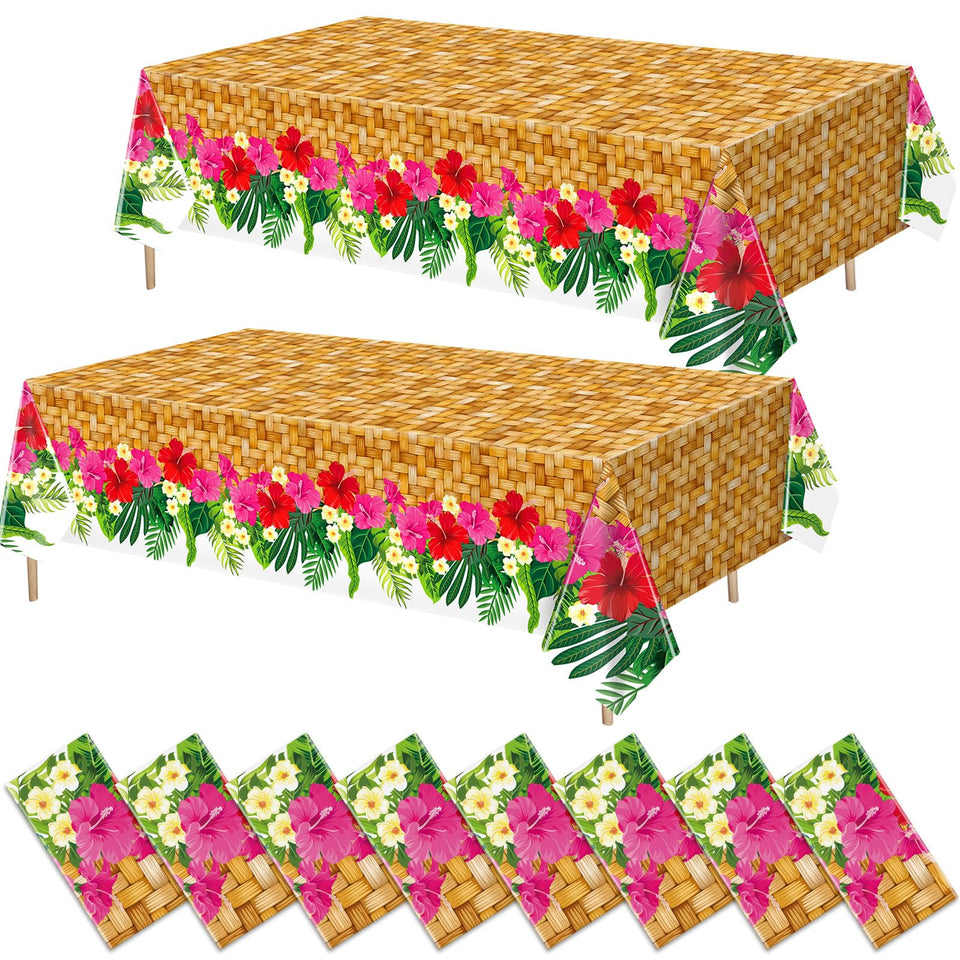 Mindsoft luau table cover 8 pcs pack for cohesive party decor and easy cleanup.