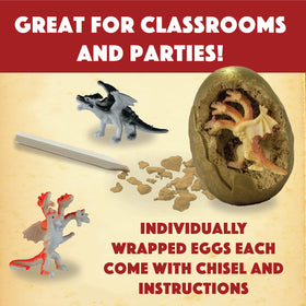 MindWare Dig It Up Dragon Eggs exposes a dragon toy inside each egg during excavation