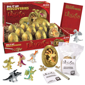 MindWare Dig It Up Dragon Eggs kit display with 12 eggs ready for hands-on discovery