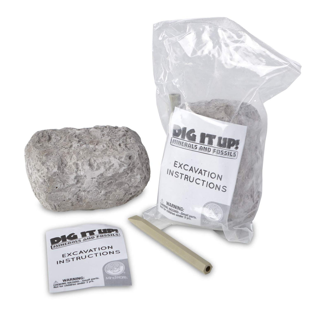 MindWare Dig It Up! Fossils & Minerals soaking stone reveals hidden treasures.