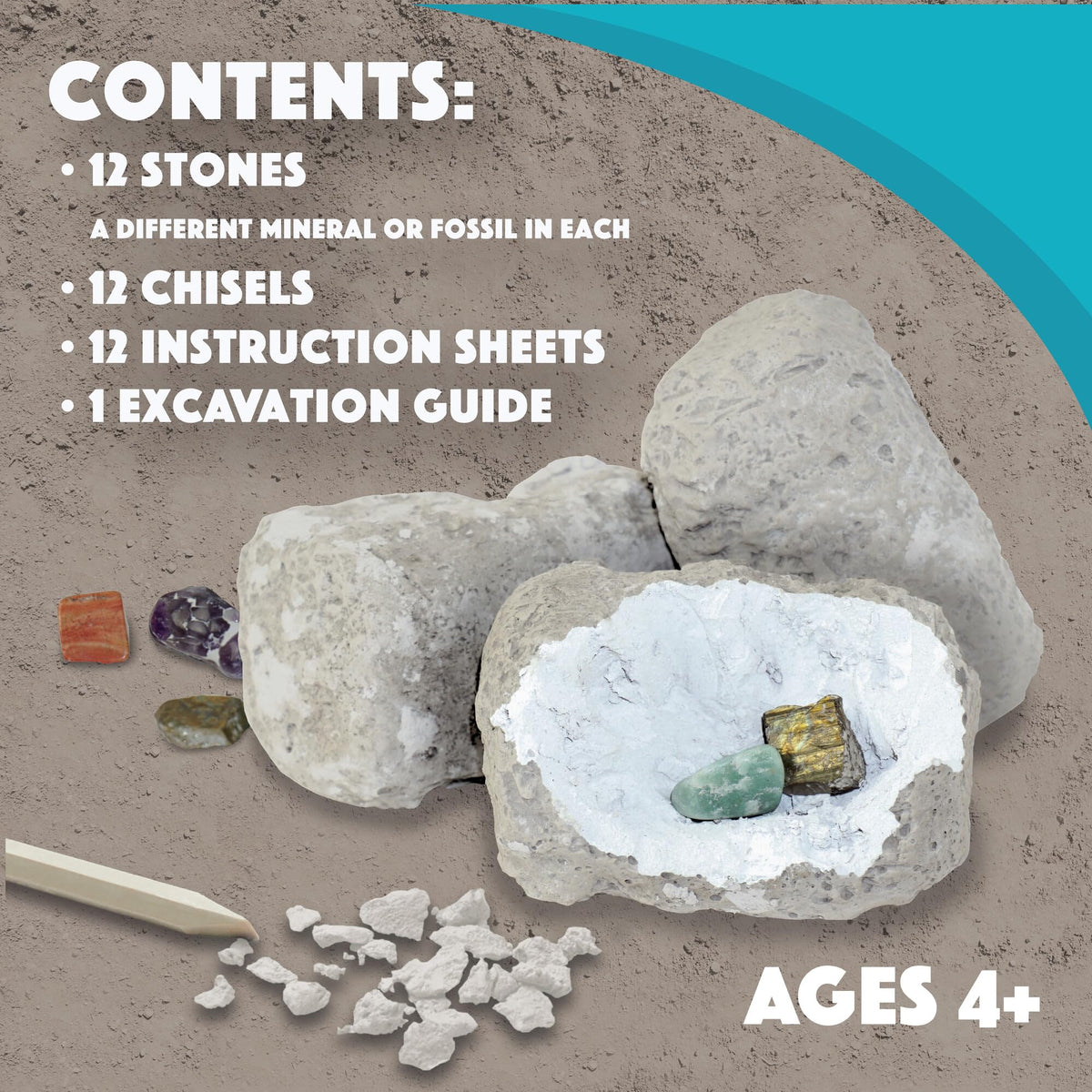 MindWare Dig It Up! Fossils & Minerals tools set enables precise chiseling for young learners.