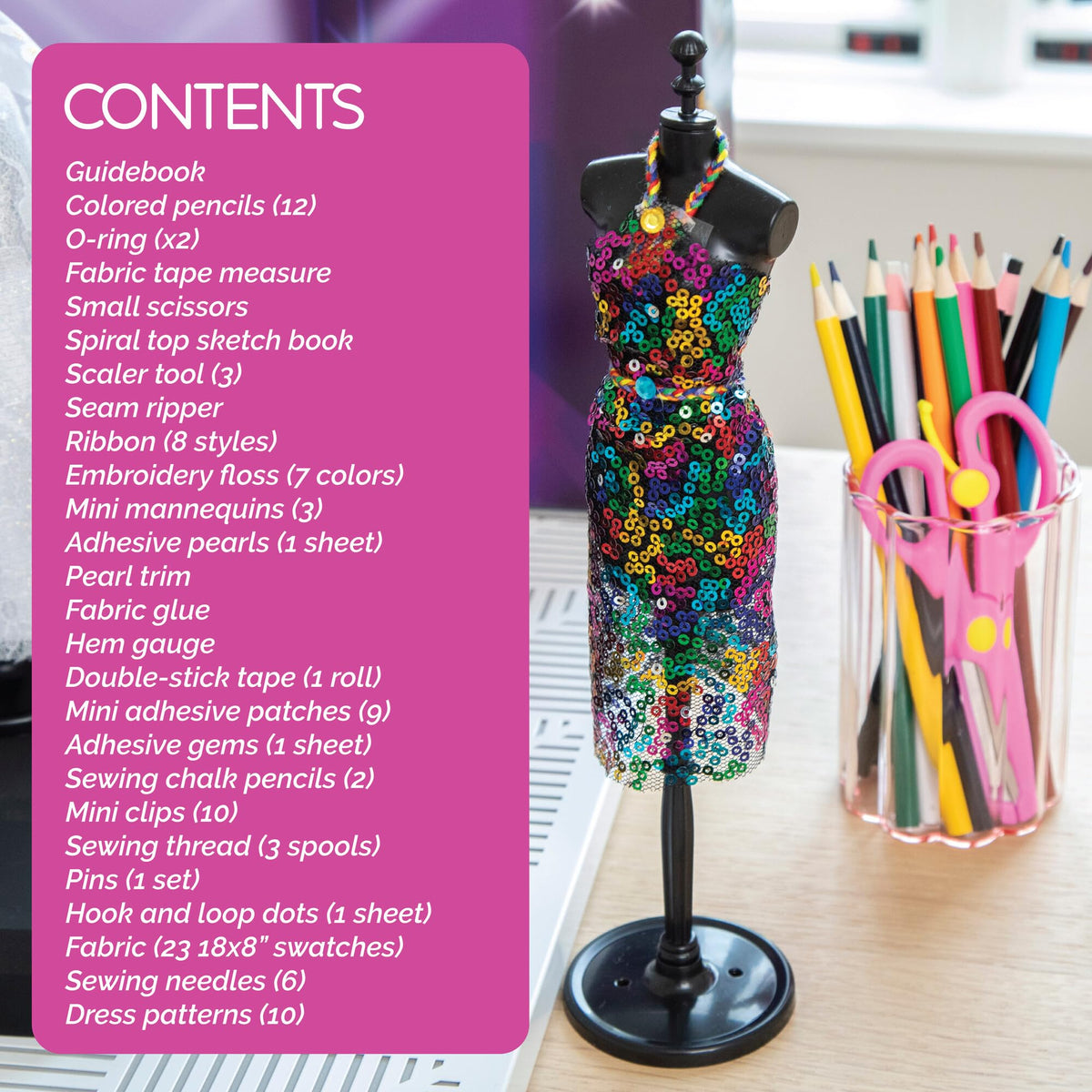 MindWare Fashion Designer Kits color pencils inspire vibrant fashion sketches.
