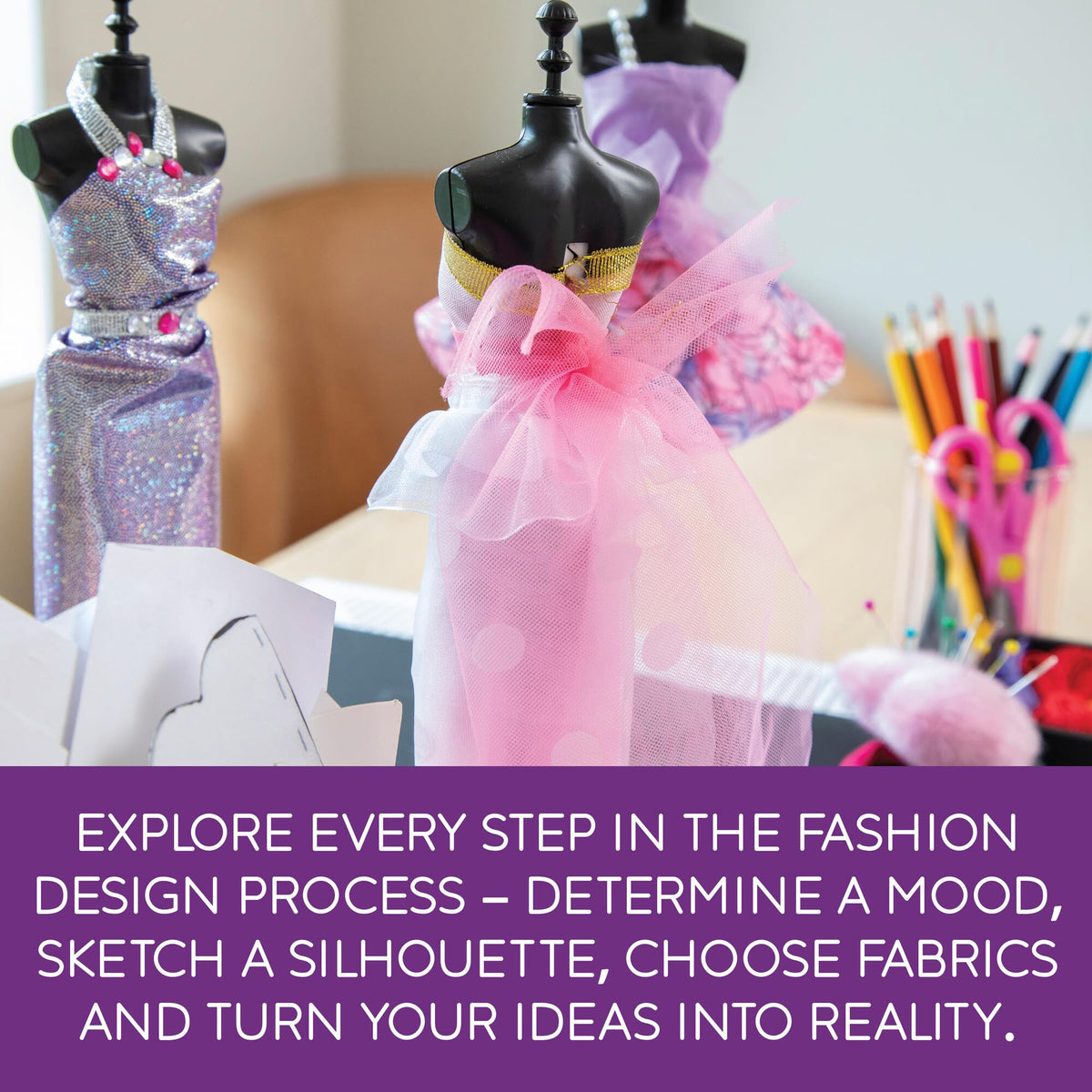 MindWare Fashion Designer Kits fabric pieces add texture to outfits.