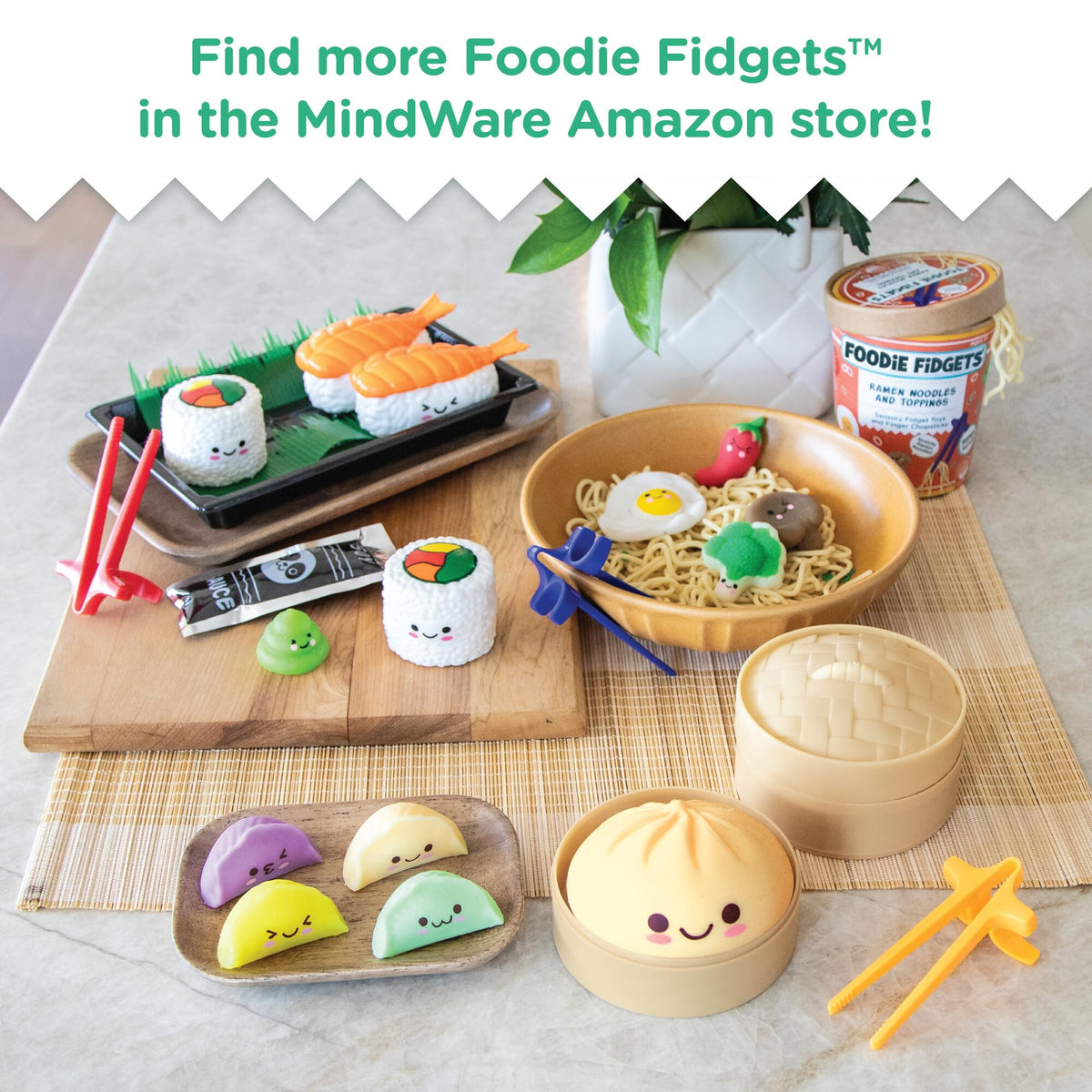 MindWare Foodie Fidgets plastic finger chopsticks, pretend dining accessory for play