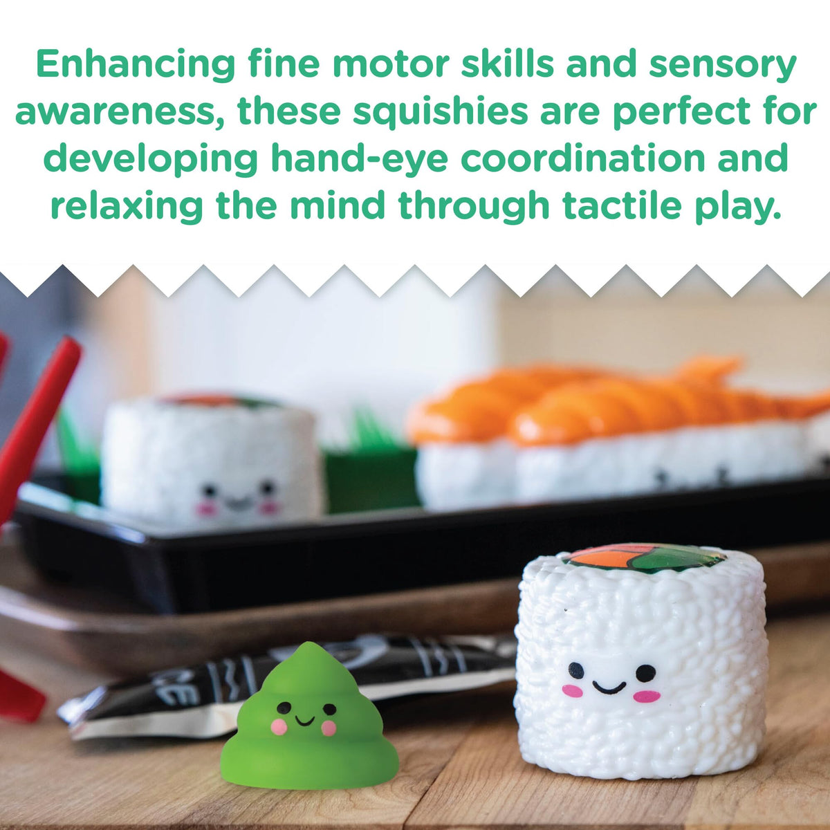 MindWare Foodie Fidgets soy sauce squishy compact, ideal for portable play