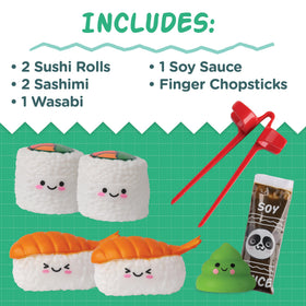 MindWare Foodie Fidgets sushi roll squishies close-up, soothing tactile squish