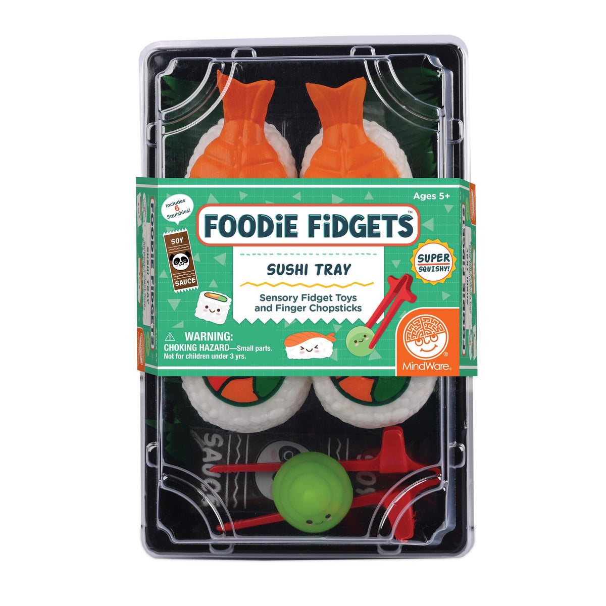 MindWare Foodie Fidgets sushi tray image, colorful pieces for tactile exploration and focus