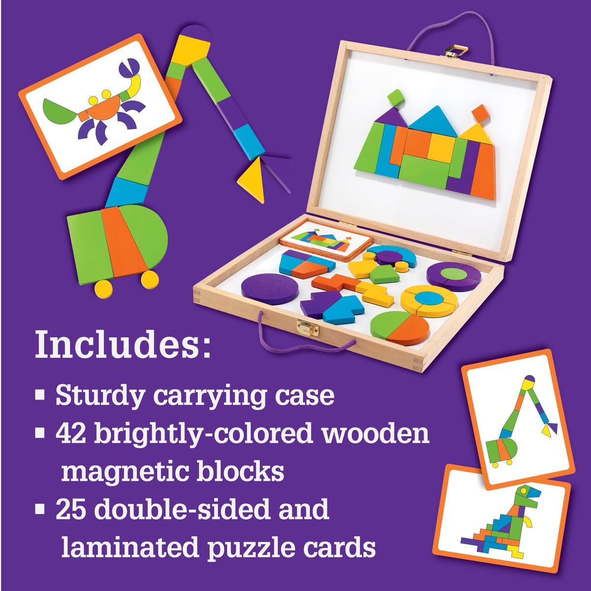 Magnetic board surface with blocks for building designs