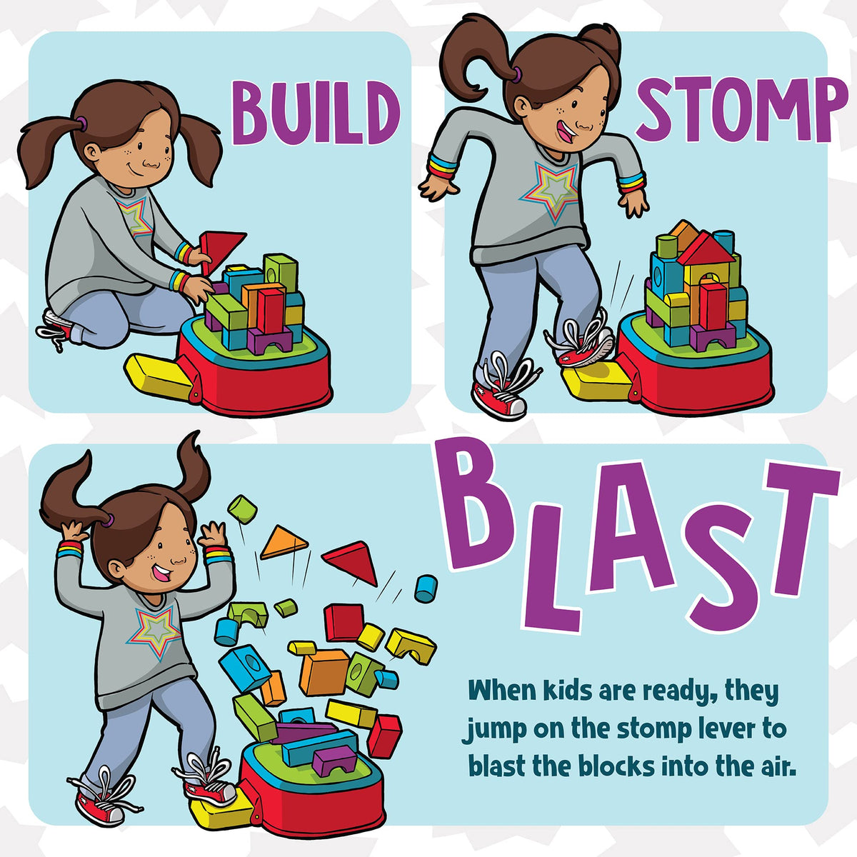 MindWare KaBlocks Blast launch pad lets blocks soar on kinetic power.