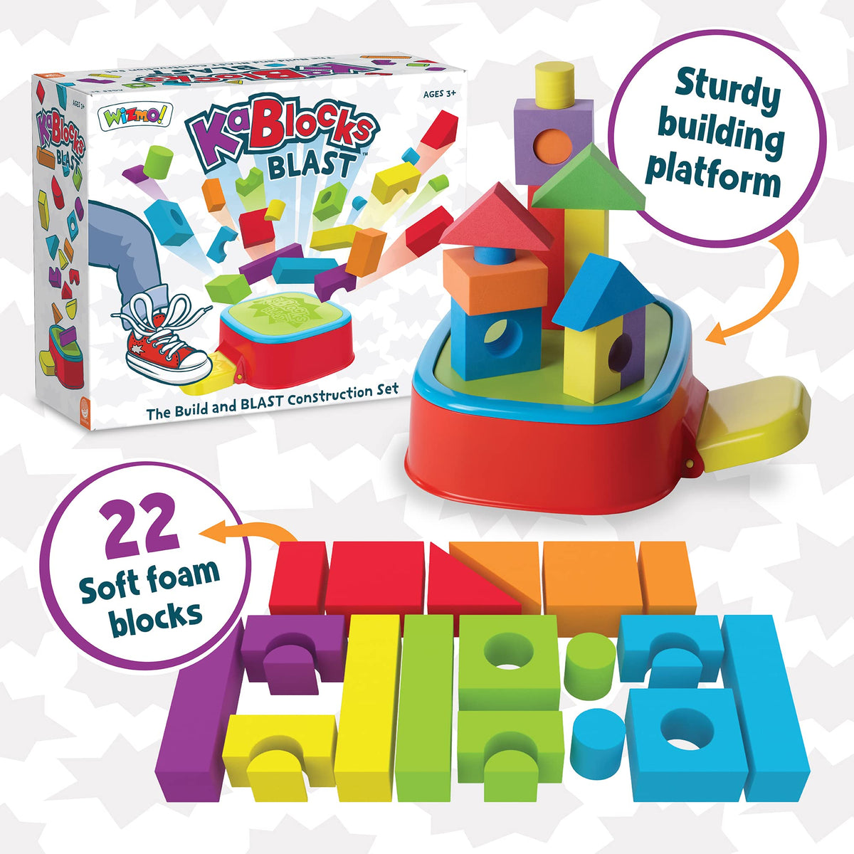MindWare KaBlocks Blast tall towers encourage fine motor skills.