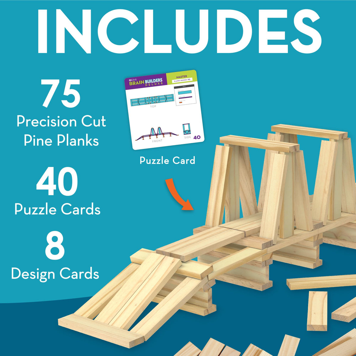 MindWare Keva Brain Builders puzzle cards guiding 2D to 3D construction