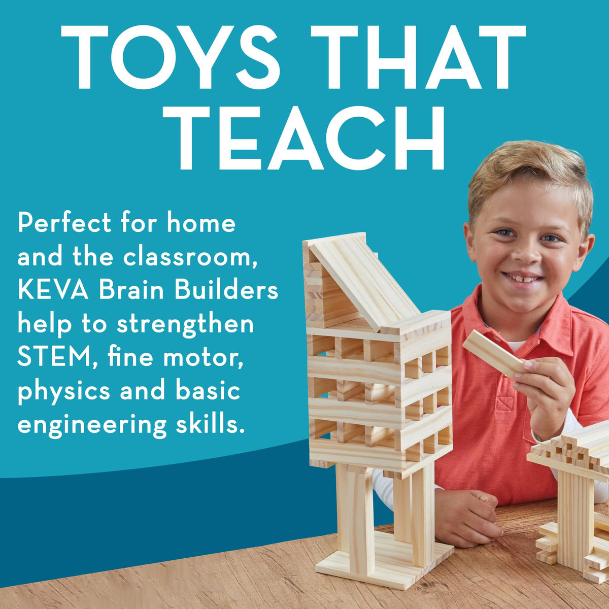MindWare Keva Brain Builders picnic-table model built from planks