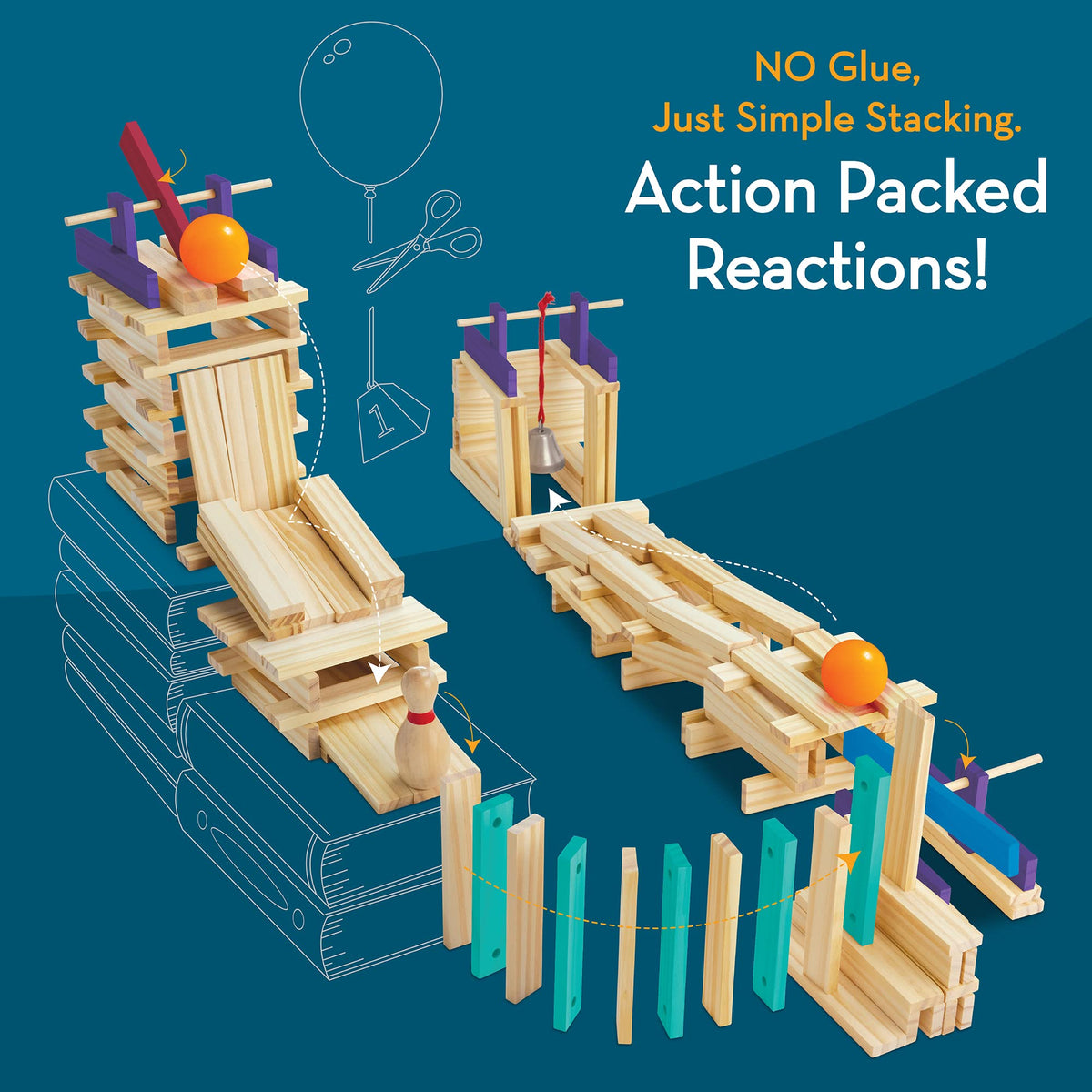 MindWare KEVA Contraptions toy car adds movement to marble paths for testing routes.