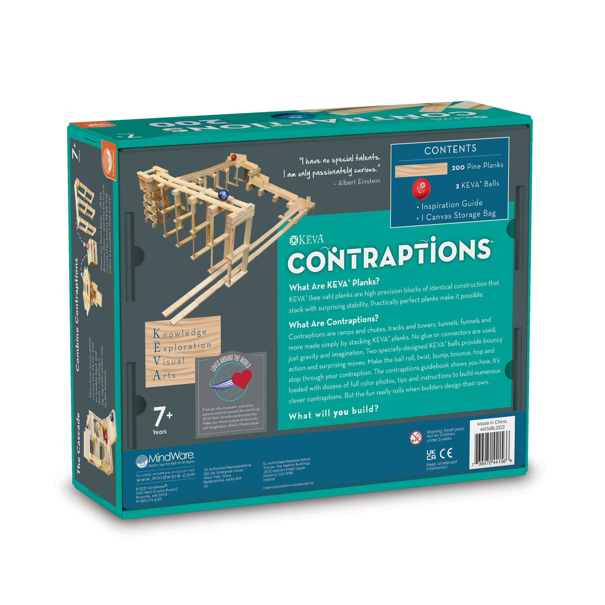 MindWare KEVA Contraptions family play session with wooden blocks
