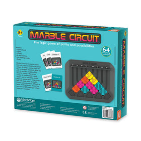 MindWare Marble Circuit Puzzle age 8+ badge on the box for family-friendly play.