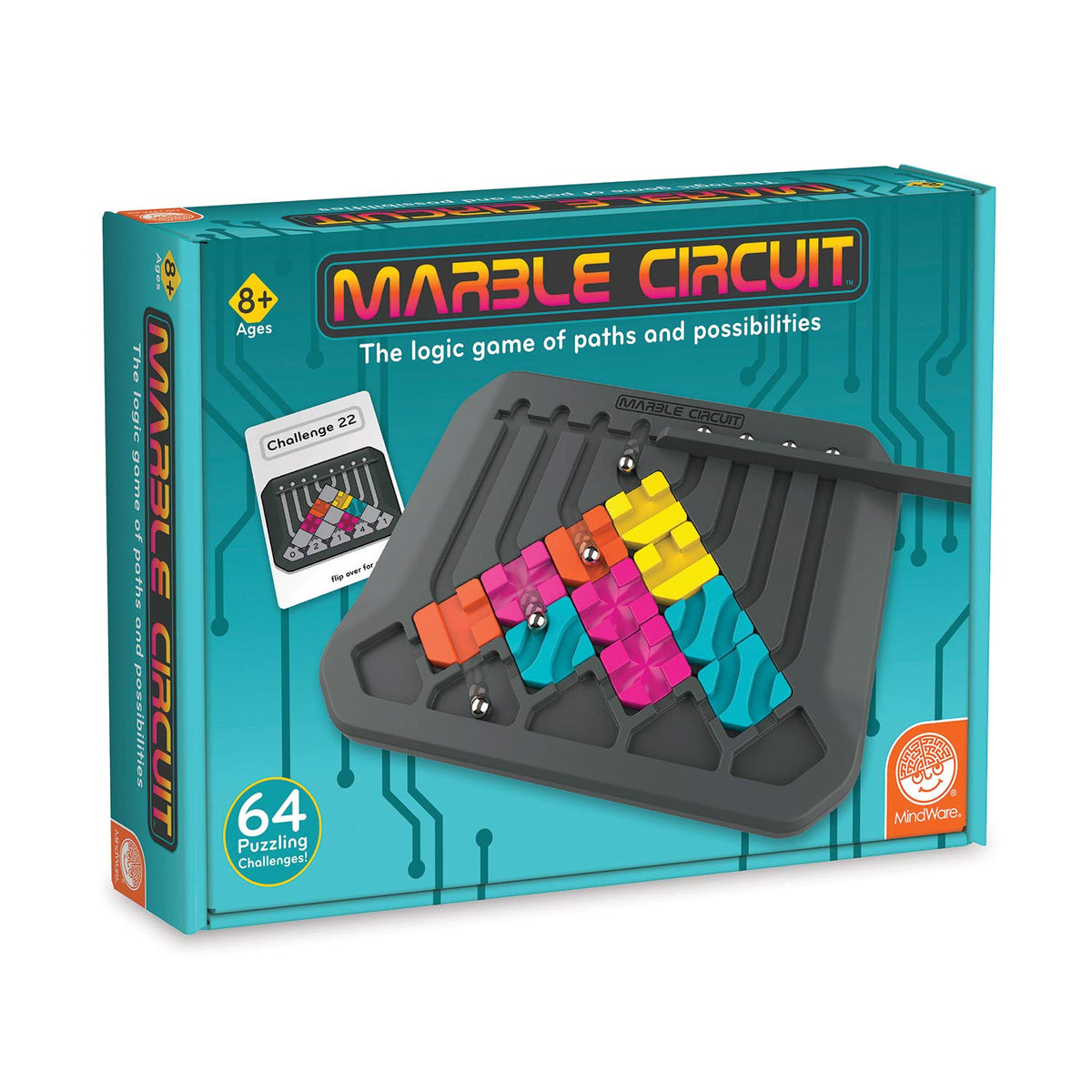 MindWare Marble Circuit Puzzle gameboard with rotating tiles for strategy play.