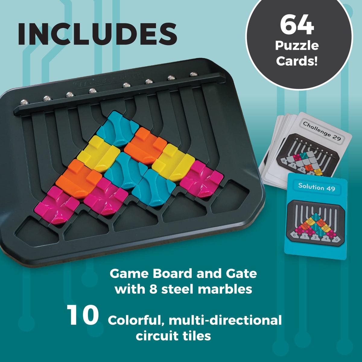 MindWare Marble Circuit Puzzle multi-directional tiles arranged for a setup.