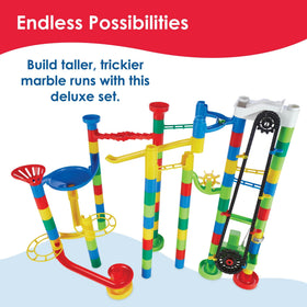 MindWare Marble Run 82-track setup showing modular pieces for easy customization