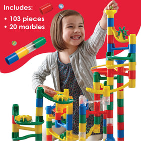MindWare Marble Run chutes and tubes showcase colorful paths that spark hands-on experimentation.