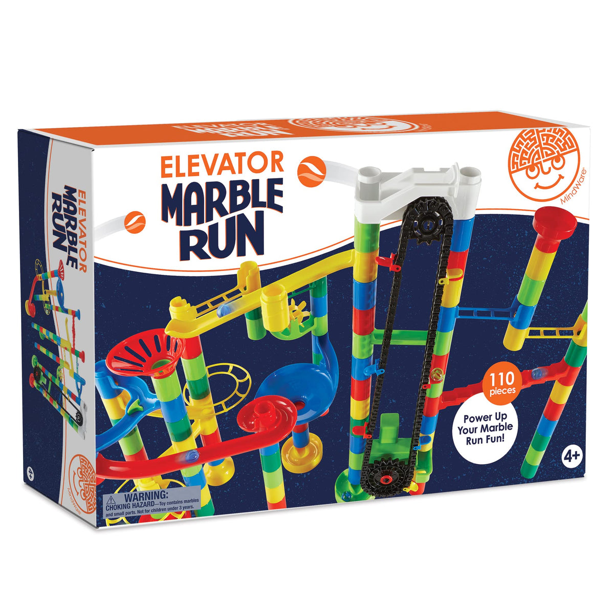 MindWare Marble Run double-funnel capturing marbles in a fast descent