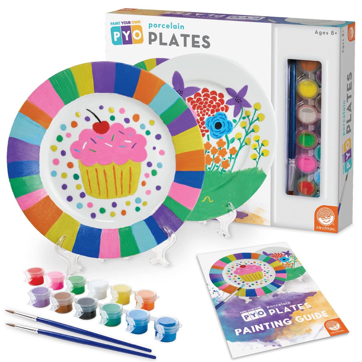 MindWare Paint Your Own Porcelain Plates kit with two plates and paints for creative DIY decor