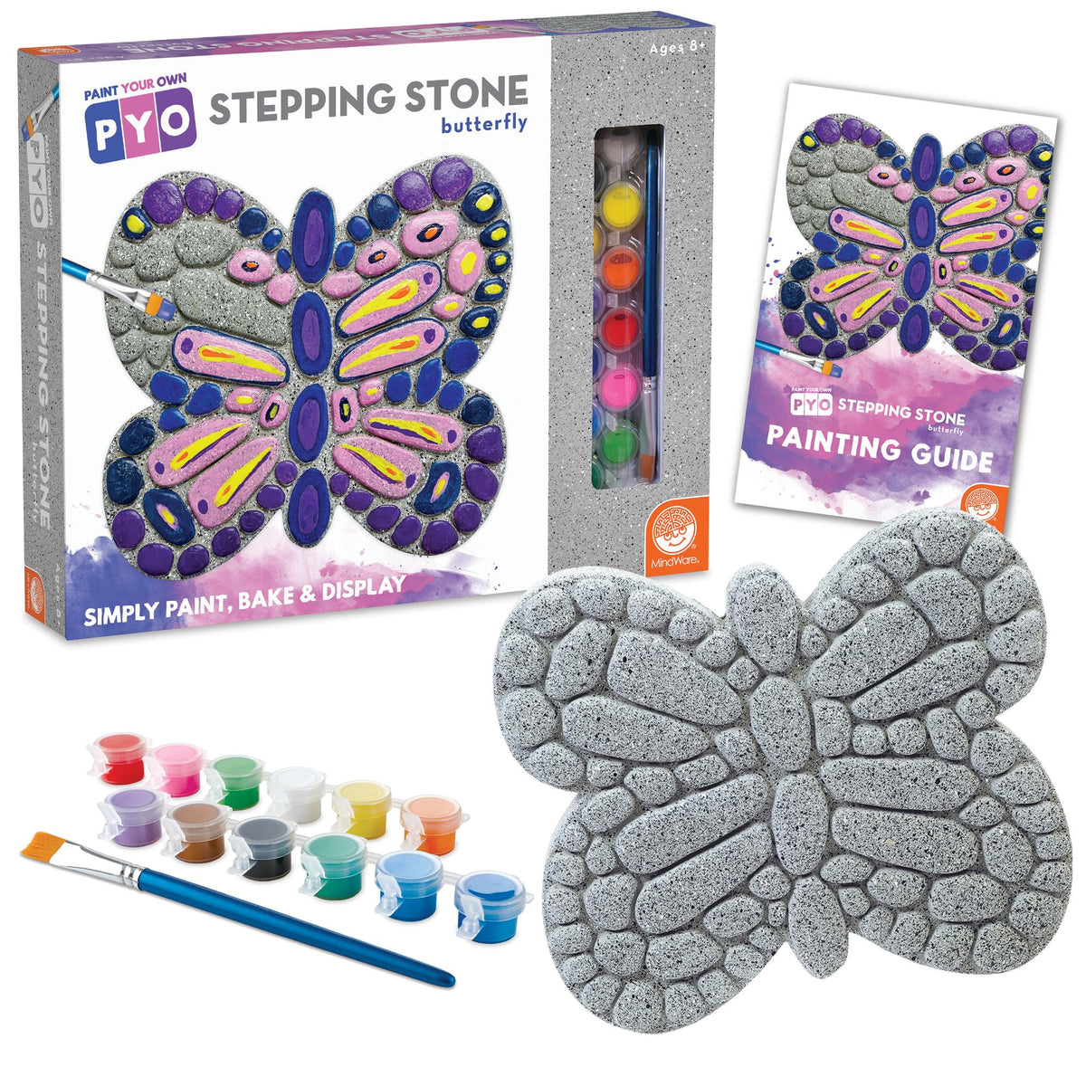 MindWare Paint Your Own Stepping Stone Butterfly kit ready to decorate outdoor spaces.