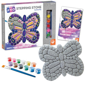 MindWare Paint Your Own Stepping Stone Butterfly kit ready to decorate outdoor spaces.