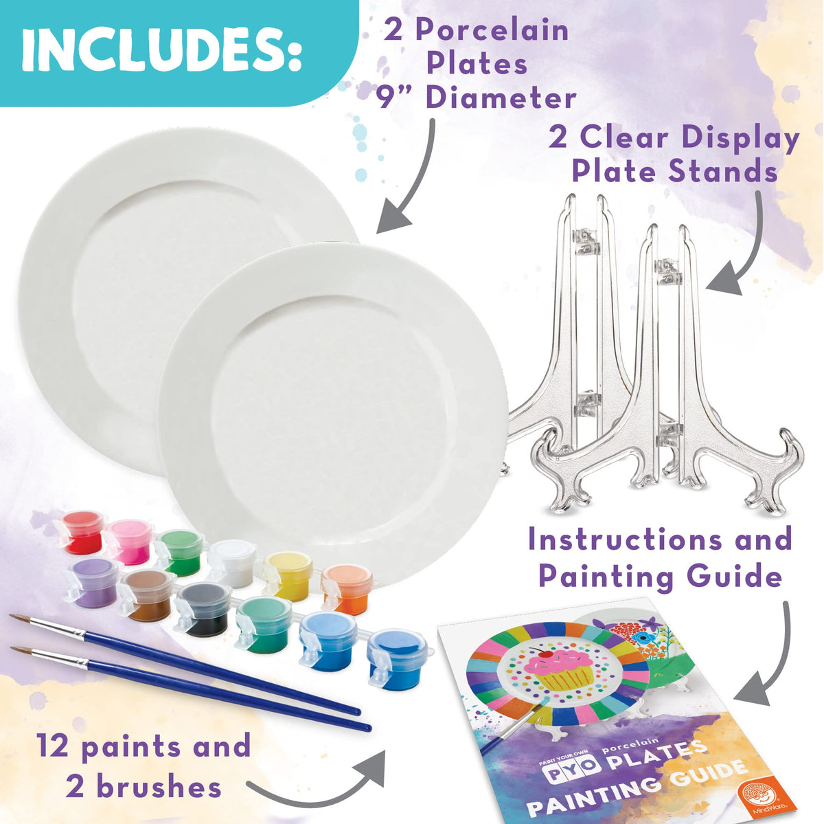 MindWare porcelain plates set ready for personalized gifts and home display